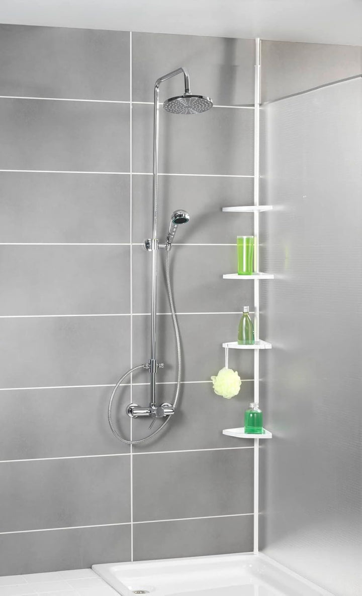 WENKO Teleskop Duschecke Easy Weiss Ø 1,9 cm, aus Aluminium Weiss, Weiss