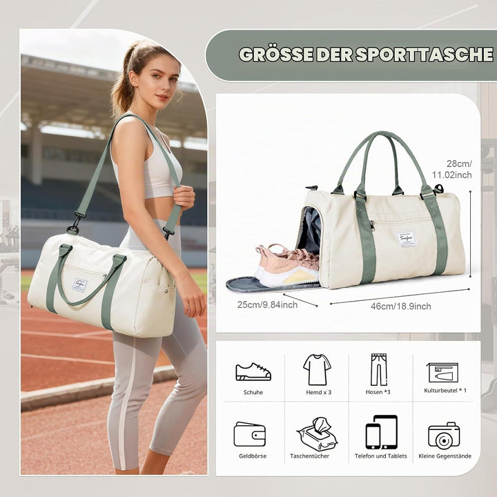 Sport Duffel Bag Damen Herren Sporttasche mit Schuhfach &amp; Nassfach Reisetasche Handgepäck Tasche Spo