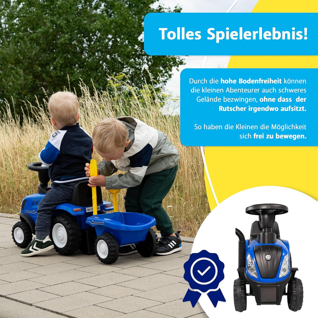 Rutschauto Traktor New Holland ab 1 Jahr | Kinderauto mit Anhänger | Rutschfahrzeug mit Schaufel und