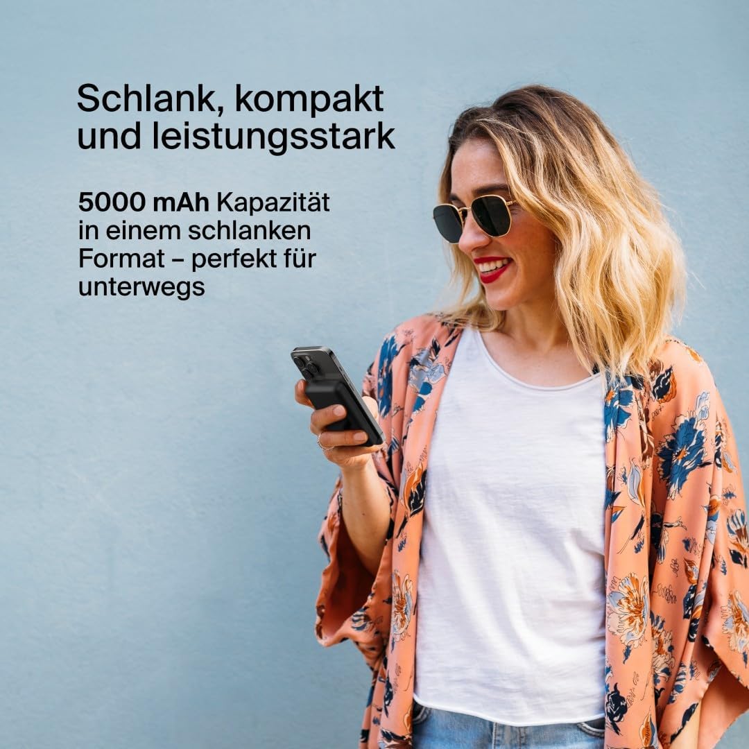 Belkin magnetische 5000-mAh-Powerbank, externer Handy-Akku, kompatibel mit MagSafe, mit Passthrough-