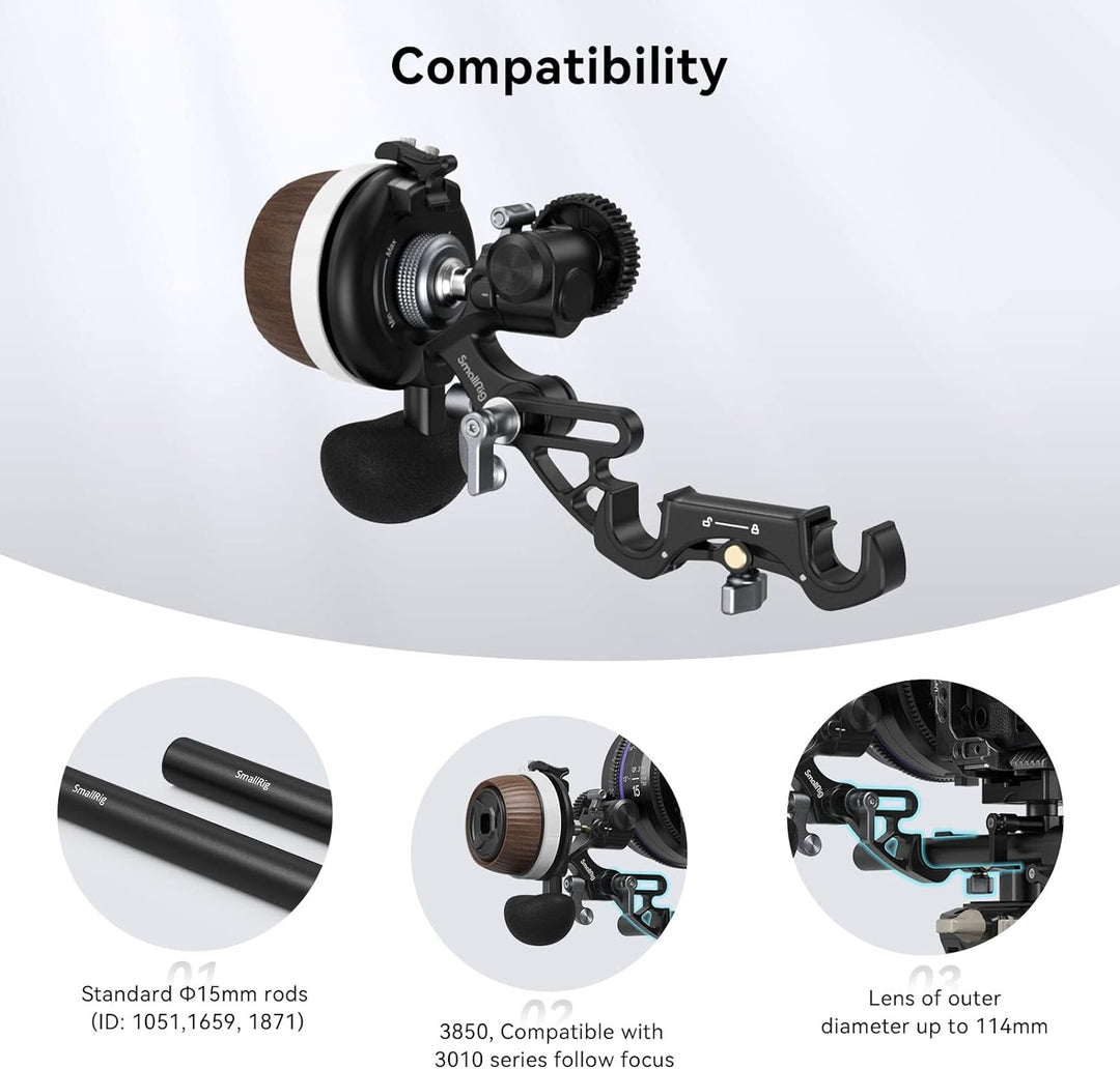 SMALLRIG 15mm Stangenklemme, Installiert und Gelöst von Oben mit Einstellbarem Abstand, Unterstützt