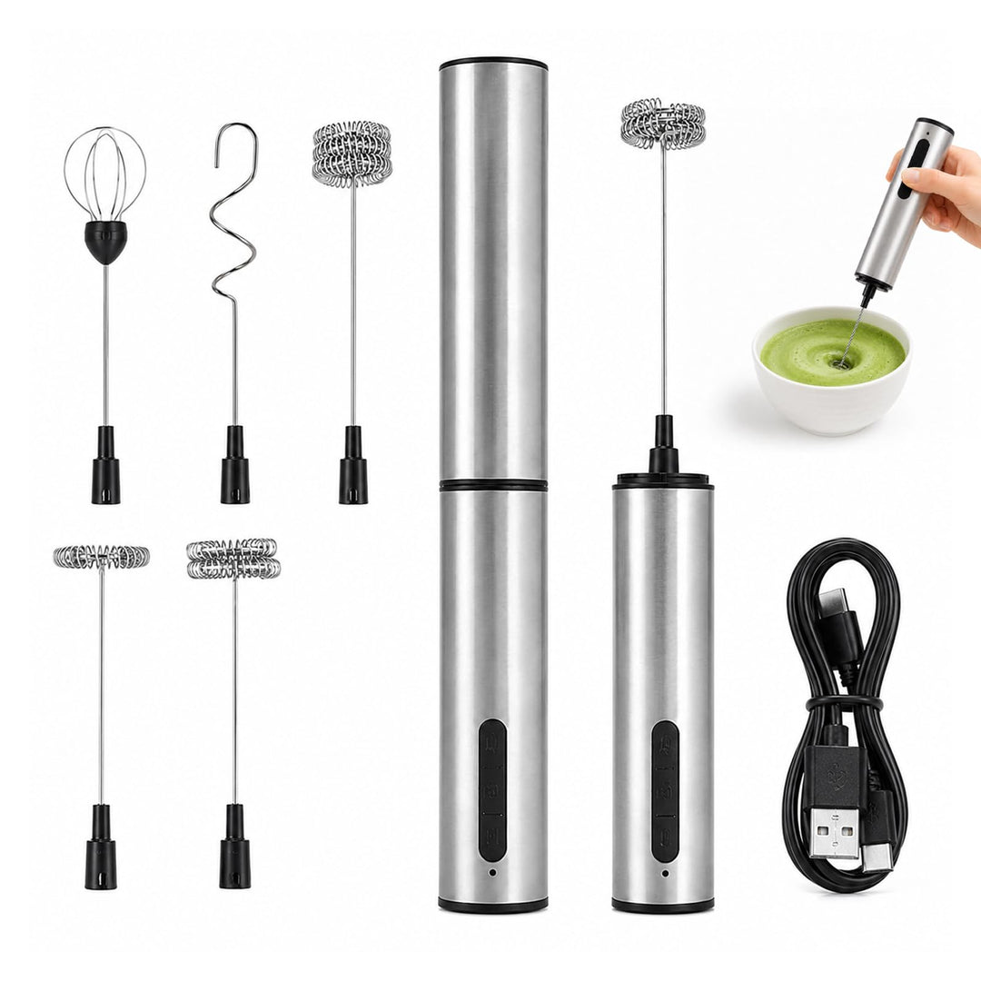 Milchaufschäumer Stab, Elektrischer Milchaufschäumer Tragbar, USB-C Wiederaufladbar Hand-Milchschäum