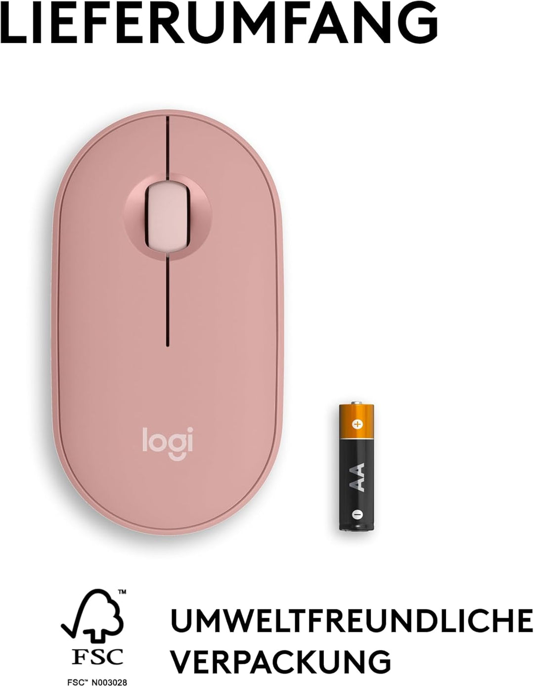 Logitech Pebble Mouse 2 M350s schlanke kabellose Bluetooth-Maus, mobil, leicht, anpassbare Taste, le