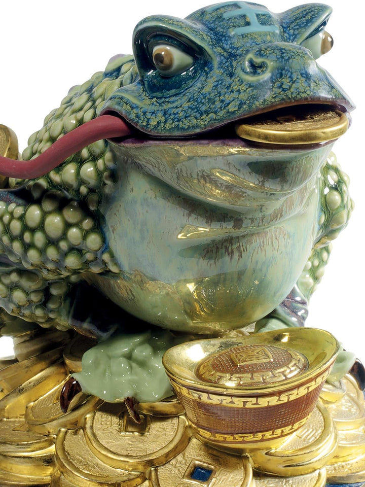 LLADRÓ Figur Glücksfrosch. Limitierte Auflage. Frosch. Porzellan.