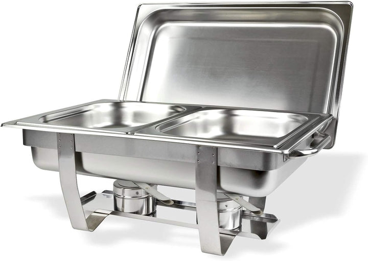 DEMA Speisenwärmer Edelstahl – Warmhaltebehälter, Chafing Dish, Buffetwärmer – 2 Schalen, hygienisch