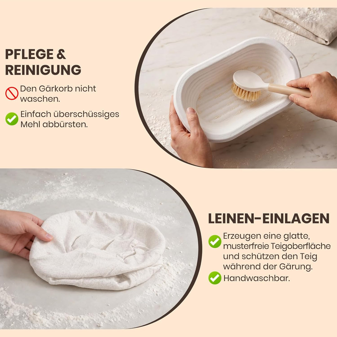 2er Set ovale Banneton-Gärkörbe aus Zellstoff für Sauerteigbrot, Gärkörbe für handwerklich hergestel