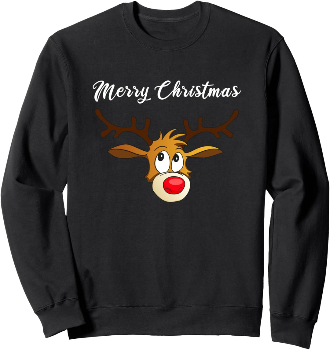 Rudolf mit der roten Nase Merry Christmas Weihnachtsmotiv Sweatshirt