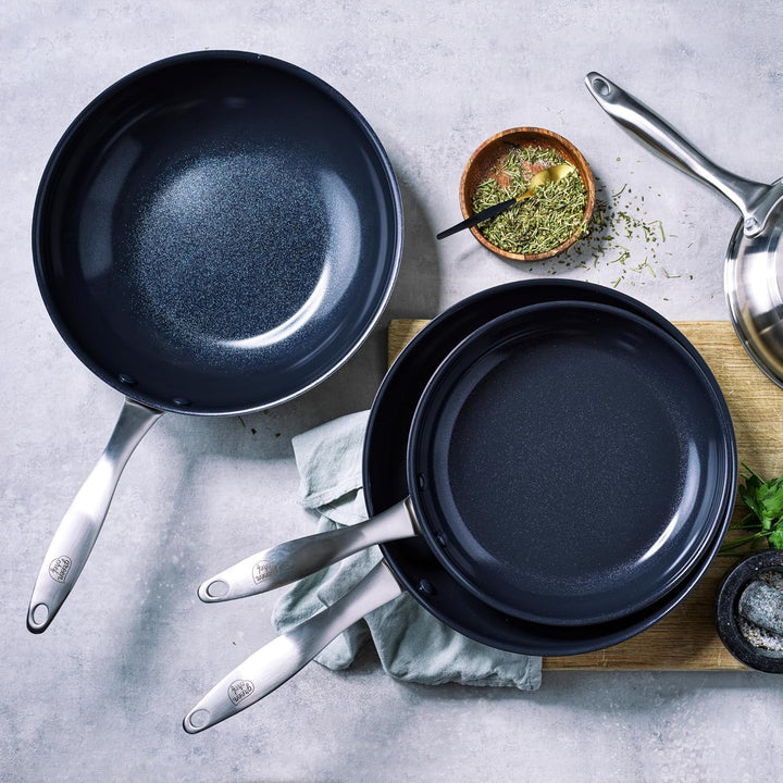 GreenChef Profile Plus Gesunde Keramik Antihaft-Edelstahl 28 cm/3,6 Liter Wok, PFAS-frei, Induktion,