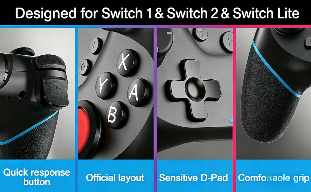 UPDATE-VERSION Controller für Switch/Switch 2/Lite/OLED, Controller für Switch Pro mit Aufwachen, Wi