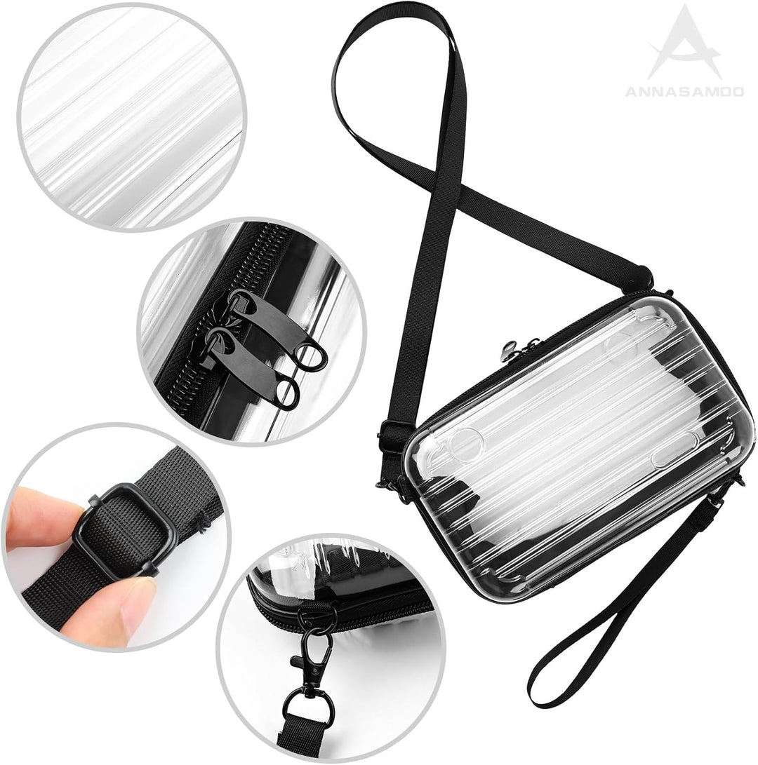 Mini Koffer Umhängetasche, Kleiner Koffertasche Handtasche Innentaschen Kosmetiktasche Hardcase mit