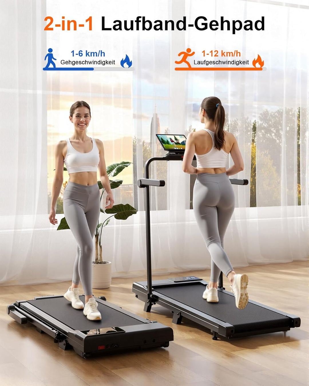 Superun Raceable Walking Pad – Laufband für Zuhause 2.5 PS mit App und Fernbedienung – Laufband Schr