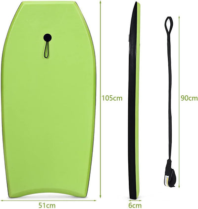 GYMAX Surfbrett 105 x 51 cm, Schwimmbrett mit Zugseil, max. Belastung: 85 kg, Bodyboard Surfboard mi
