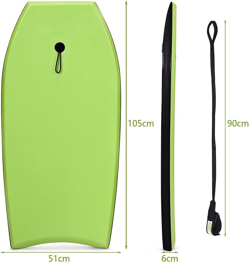 GYMAX Surfbrett 105 x 51 cm, Schwimmbrett mit Zugseil, max. Belastung: 85 kg, Bodyboard Surfboard mi