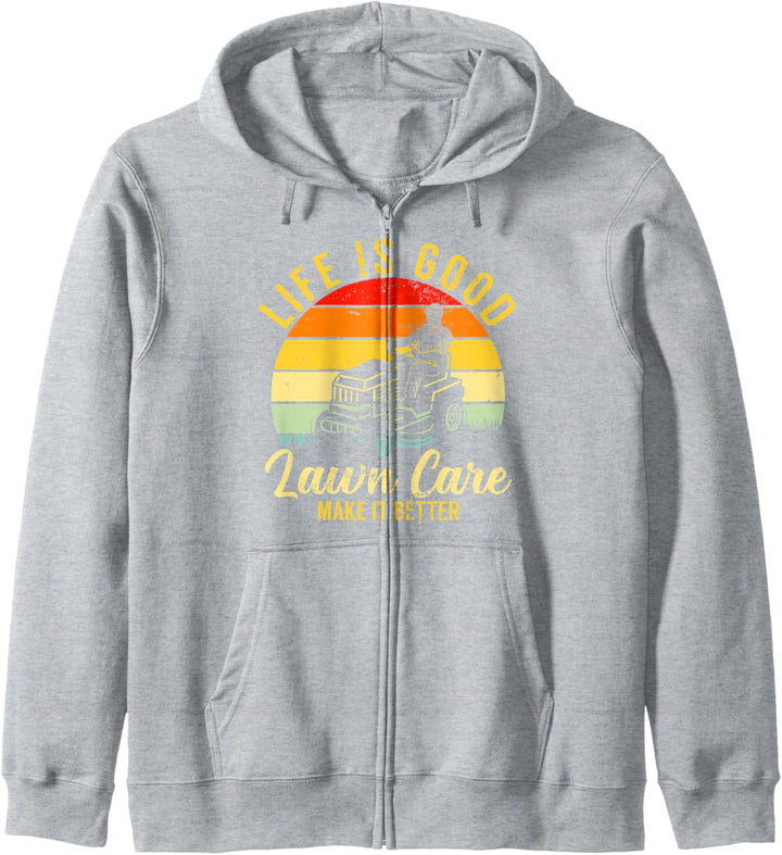 Lustiger Rasenmäher Mähen Das Leben ist gut Hofarbeit Rasent Kapuzenjacke