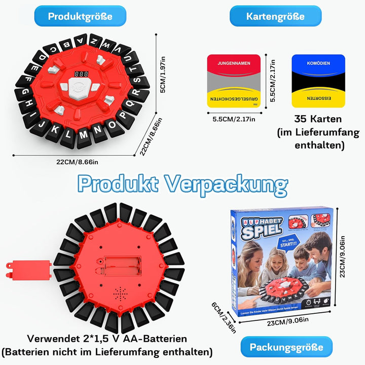 Wörter Spiel,Buchstaben Spiel Drücken mit Timer Deutsch,Familienspiele Brettspiele Partyspiele Worts