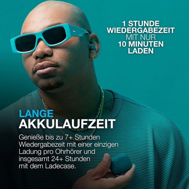 JLab Go Pop ANC In Ear Kopfhörer Bluetooth, Active Noise Cancelling kabellose Kopfhörer 24+ Std. Spi