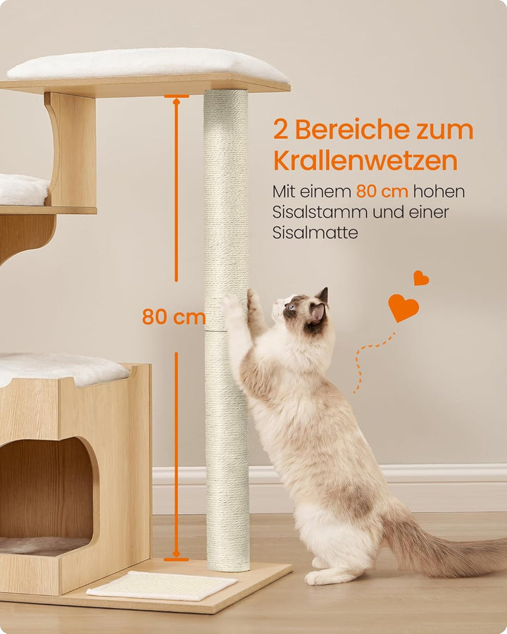 Feandrea Kratzbaum, 86 cm hoher Katzenbaum, Spanplatten-Katzenkratzbaum, mit Höhle, Liegeflächen, Sä