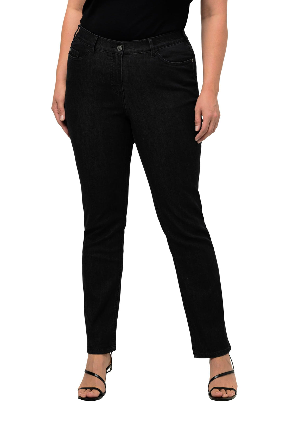 Ulla Popken Damen Basic-Shirt, Rundhals T-Shirt (1er Pack) 23 Schwarz, 23 Schwarz