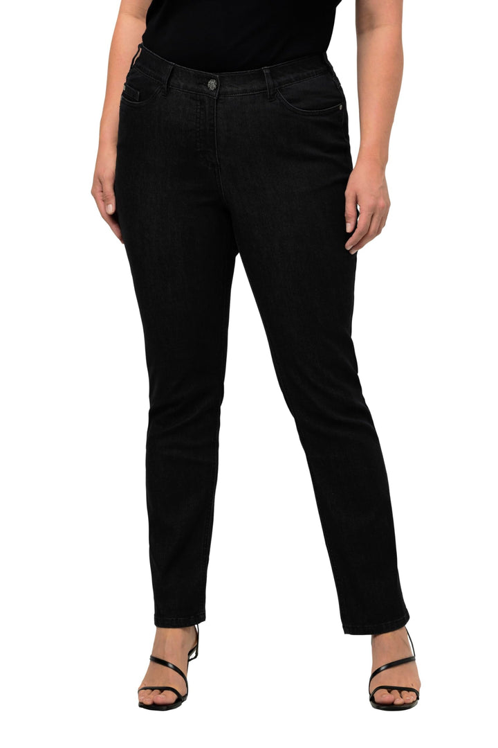 Ulla Popken Damen Basic Shirt Bluse, Dimmbar 56W / 30L Schwarz, 56W / 30L Schwarz