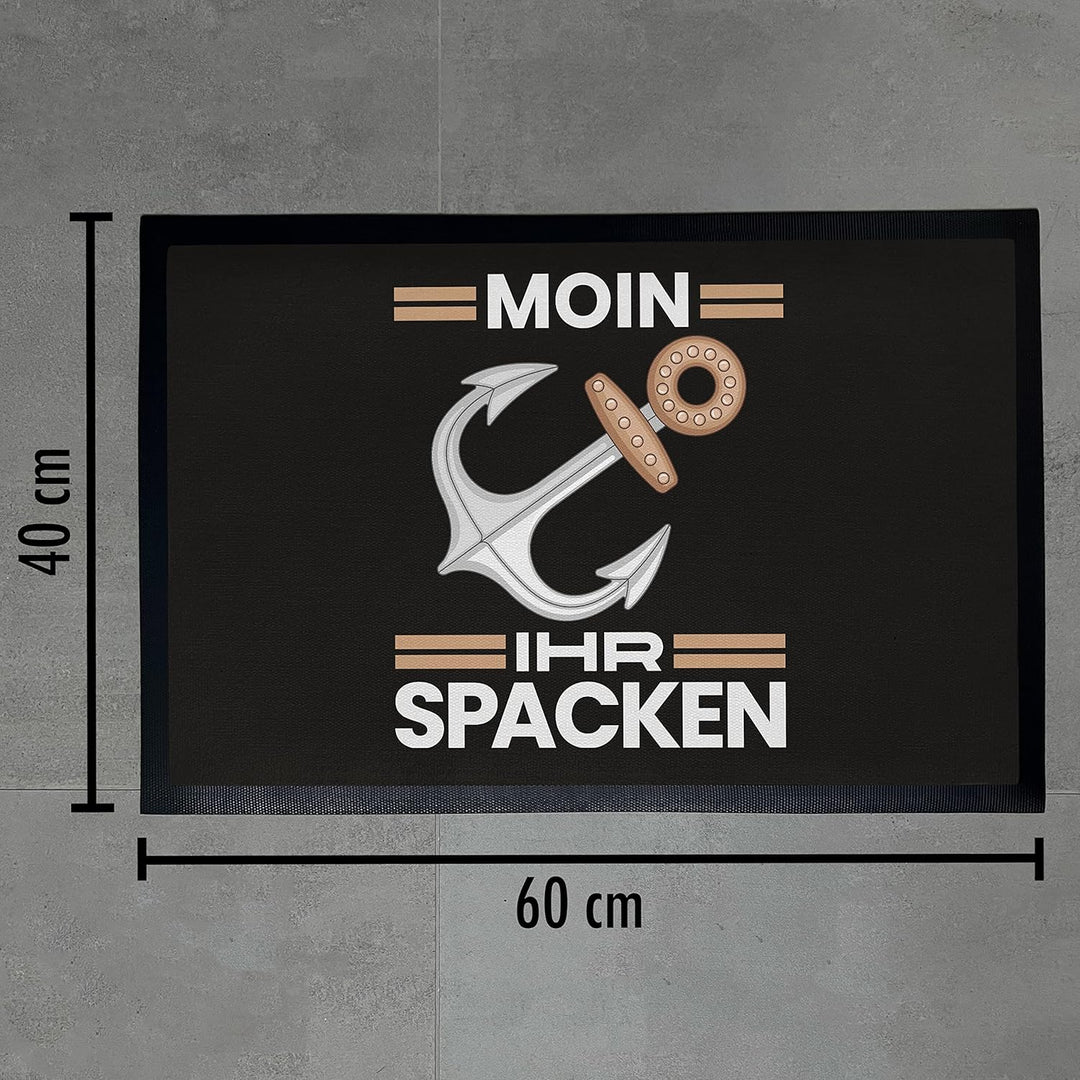 Trendation - Moin Ihr Spacken Lustige Fussmatte mit Spruch Geschenk Lustiger Spruch Fussmatten 60x40