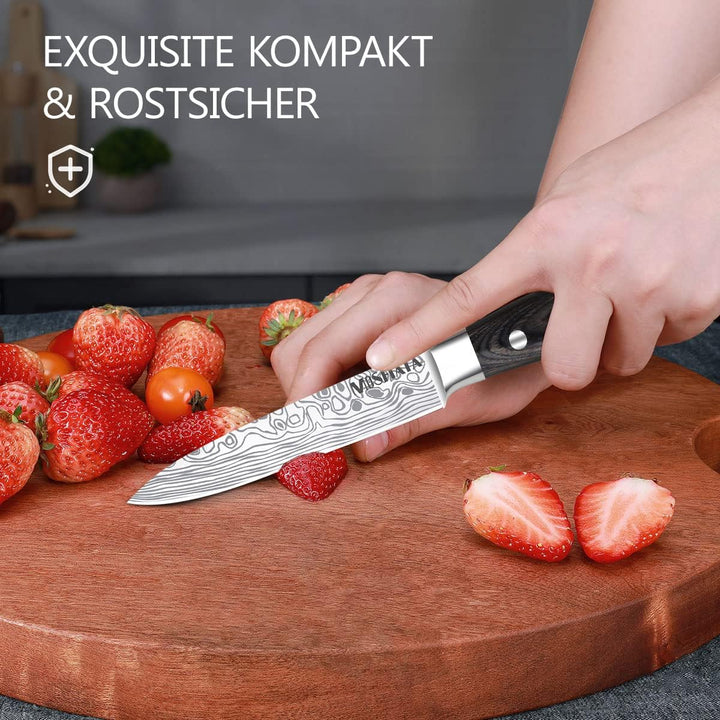 MOSFiATA Küchenmesser Set 5pcs, Kochmesser aus Hochwertigem Carbon Edelstahl, 7 "Nakiri -Messer, 5"