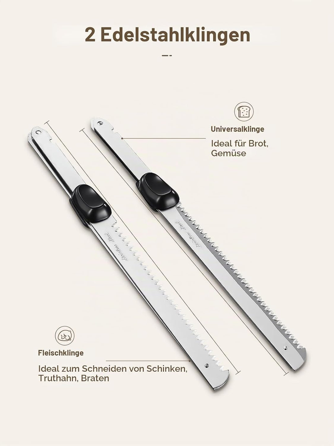 Yabano Elektromesser 150W für Brot und Fleisch mit Tranchiergabel | Sicherheitsverriegelung Ergonomi