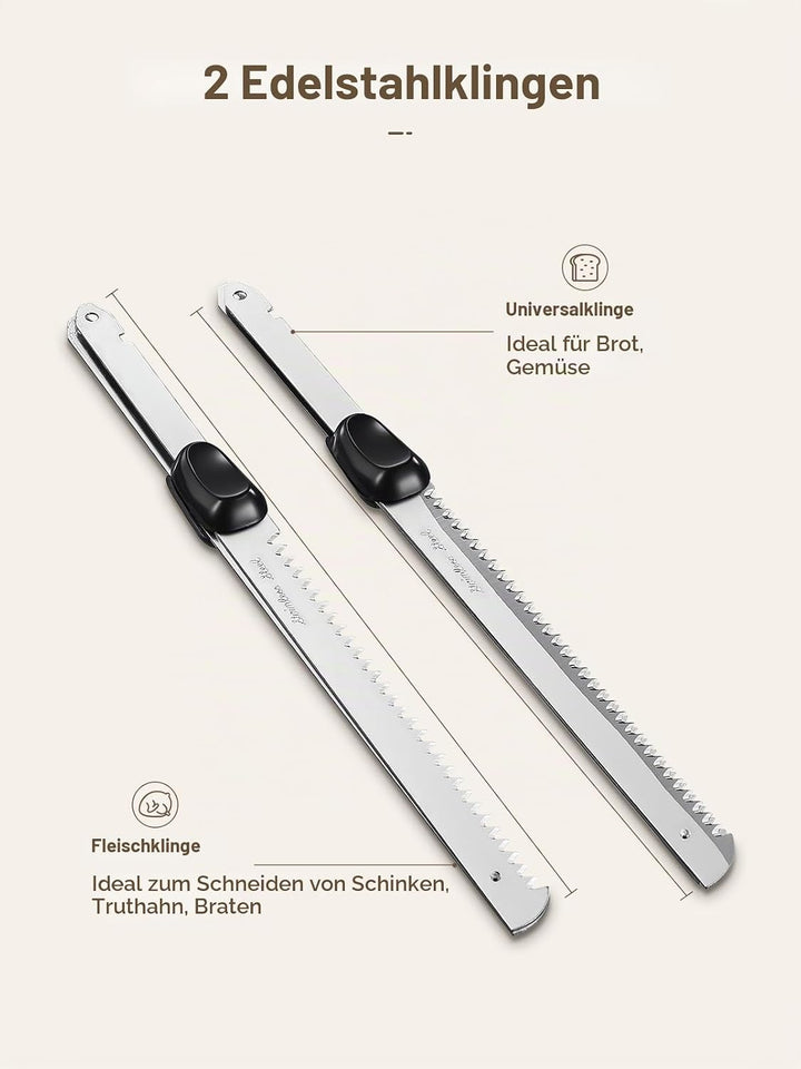 Yabano Elektromesser 150W für Brot und Fleisch mit Tranchiergabel | Sicherheitsverriegelung Ergonomi