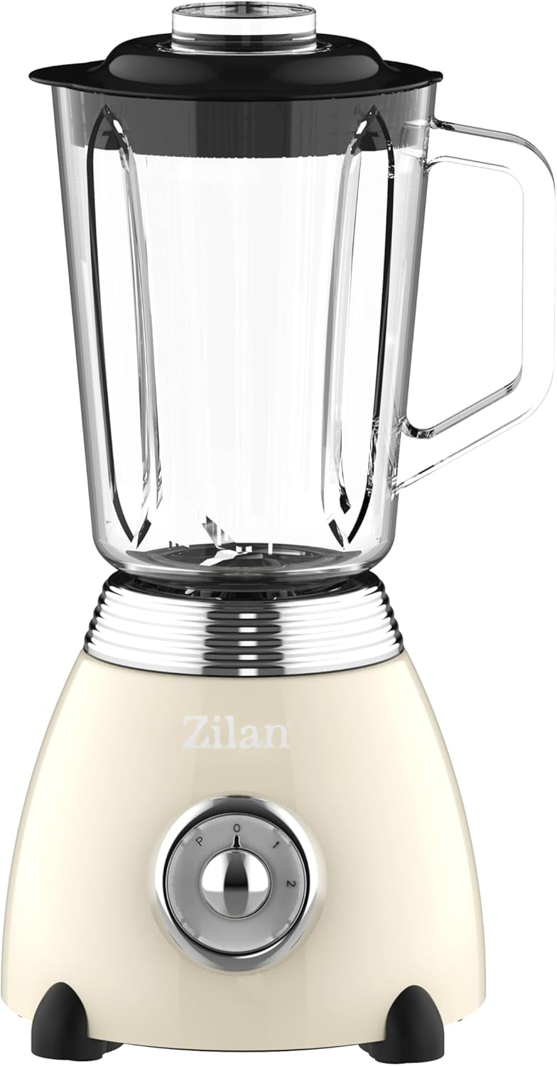 Standmixer Retro mit 1,5L Glasbehälter Zerkleinerer Smoothie Maker Mixer Edelstahlklinge 2 Geschwind