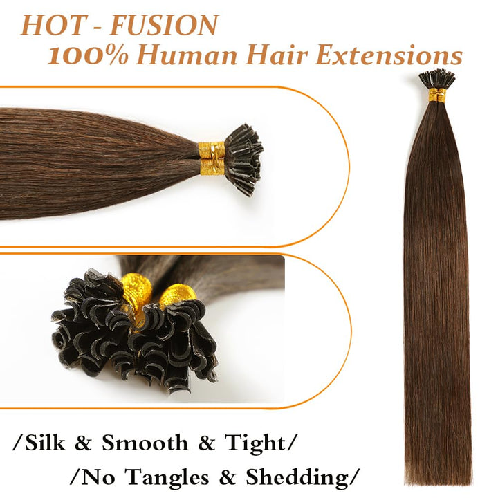YILITE Bondings Extensions Echthaar 40cm 40g 50 Strähne Remy U Tip Extensions Echthaar Bondings Exte