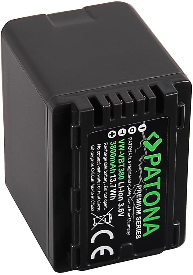 PATONA Premium Akku VW-VBT380-E (echte 3800mAh) mit Infochip - Kompatibel mit Panasonic HC VXF11 VXF