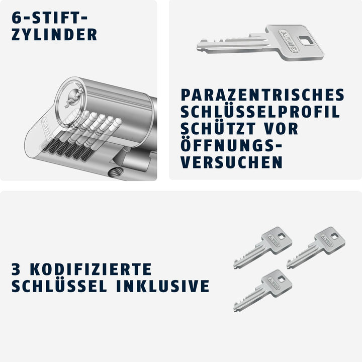 ABUS Profilzylinder E20NP 30/40 - Türschloss für Sicherheit an Haus- und Wohnungstüren inkl. 3 Schlü