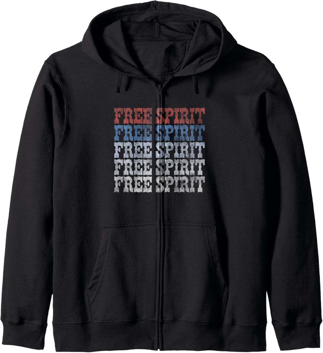 Americana Free Spirit Red White and Blue Text Kapuzenjacke