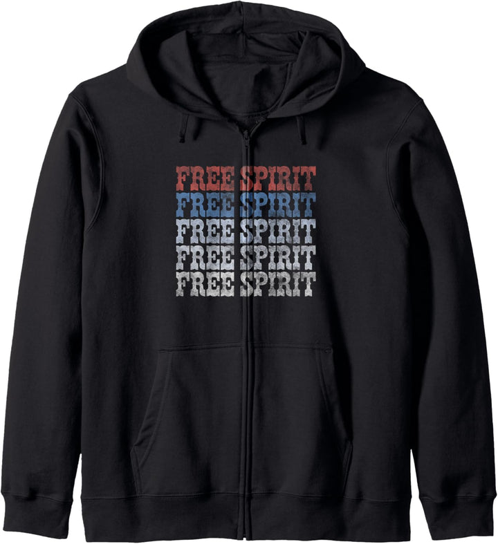 Americana Free Spirit Red White and Blue Text Kapuzenjacke