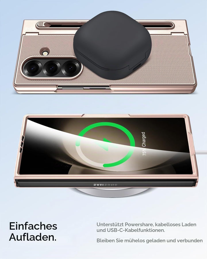 Miimall Kompatibel mit Samsung Galaxy Z Fold 5 Hülle mit S-Pen &amp; Stifthalter, [HD Displayschutz] Ult