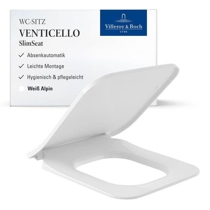 Villeroy & Boch Venticello WC-Sitz SlimSeat - Toilettendeckel mit Absenkautomatik - Abnehmbarer, bru