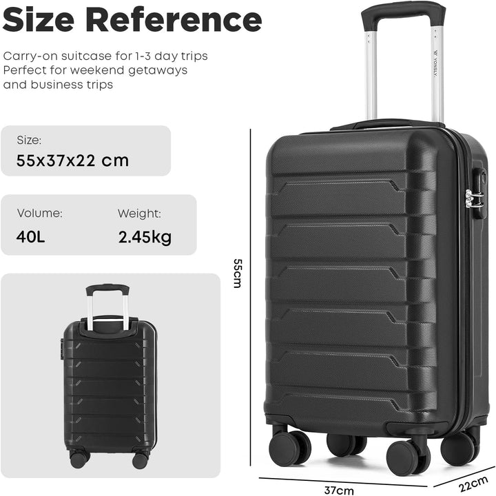 Koffer, Kabinenkoffer, Trolley Reisekoffer, Handgepäck, Rollkoffer Suitcase mit Zahlenschloss, Harts