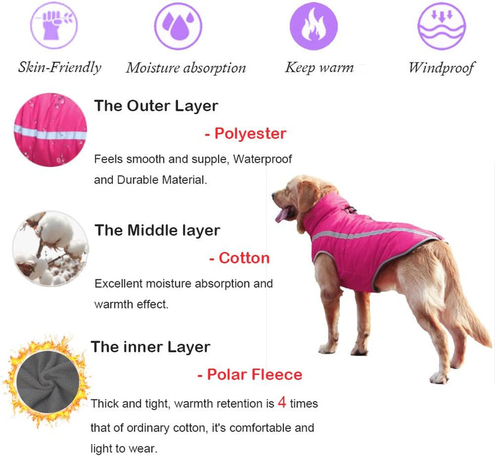 FEimaX Hundemantel Hundejacke wasserdichte Reflektierende Wintermantel mit Fleece Gefüttert Hund Wel