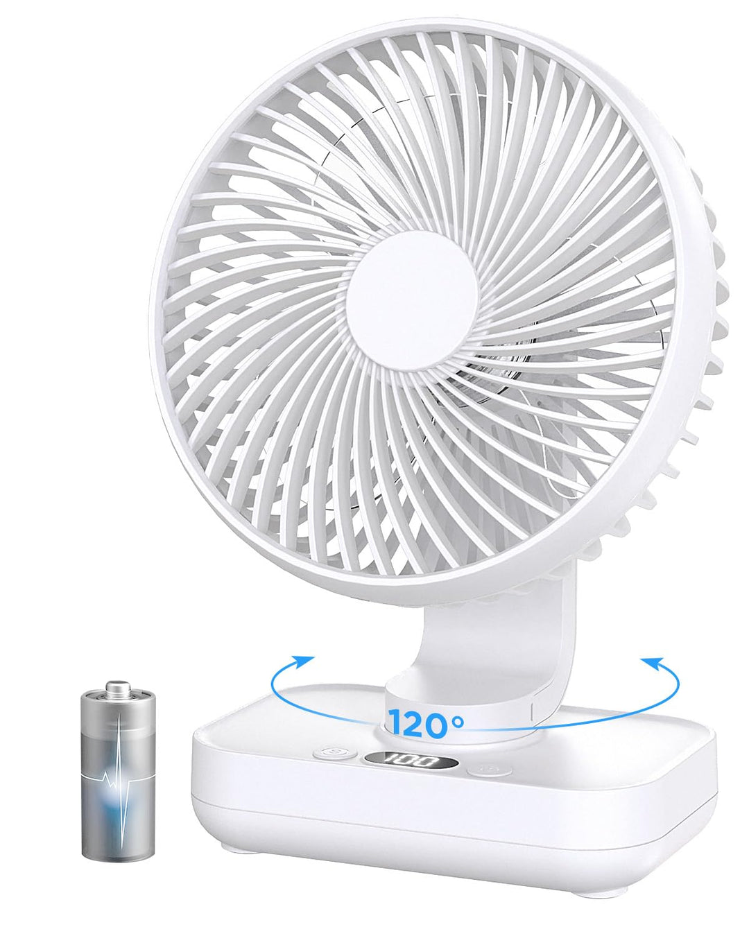 EasyAcc Tischventilator, 4000 Akku Automatischer Oszillierender Kleiner USB Ventilator, Tragbarer Au