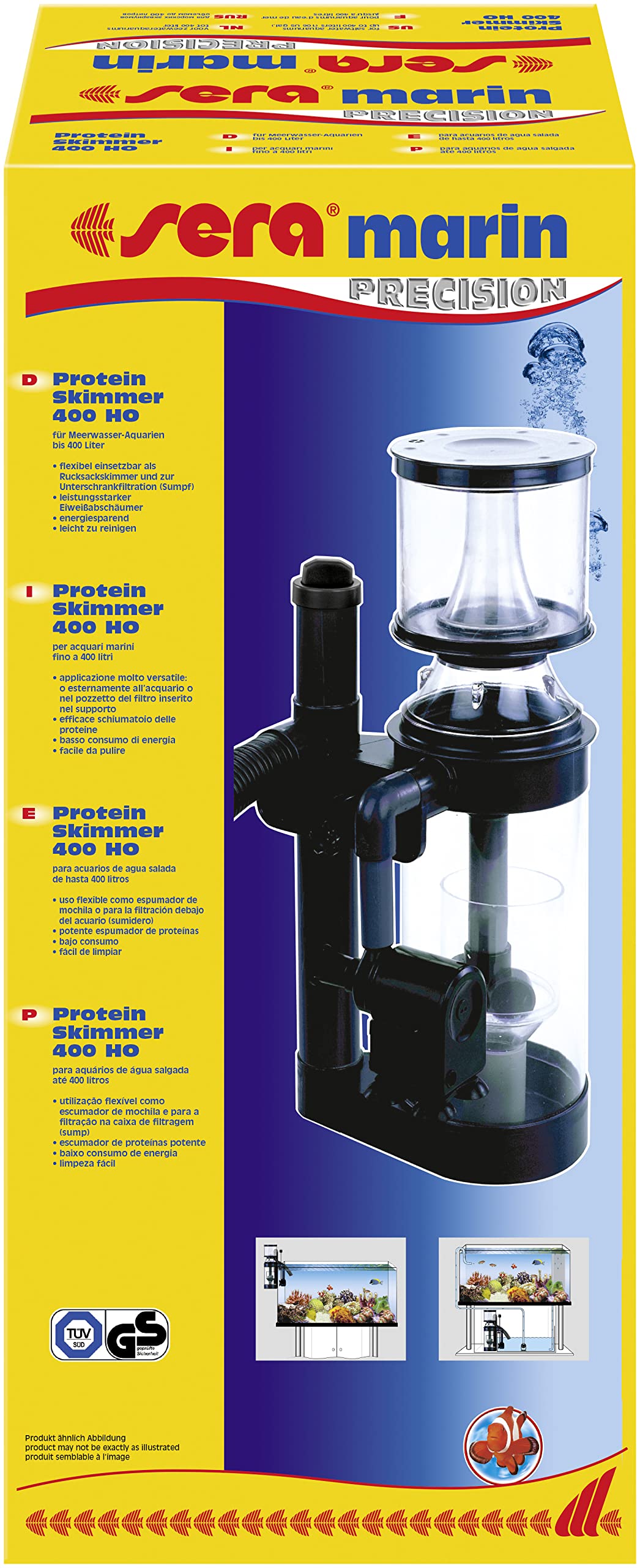sera marin Protein Skimmer 400 HO - Leistungsfähiger und energiesparender Abschäumer für Meerwassera