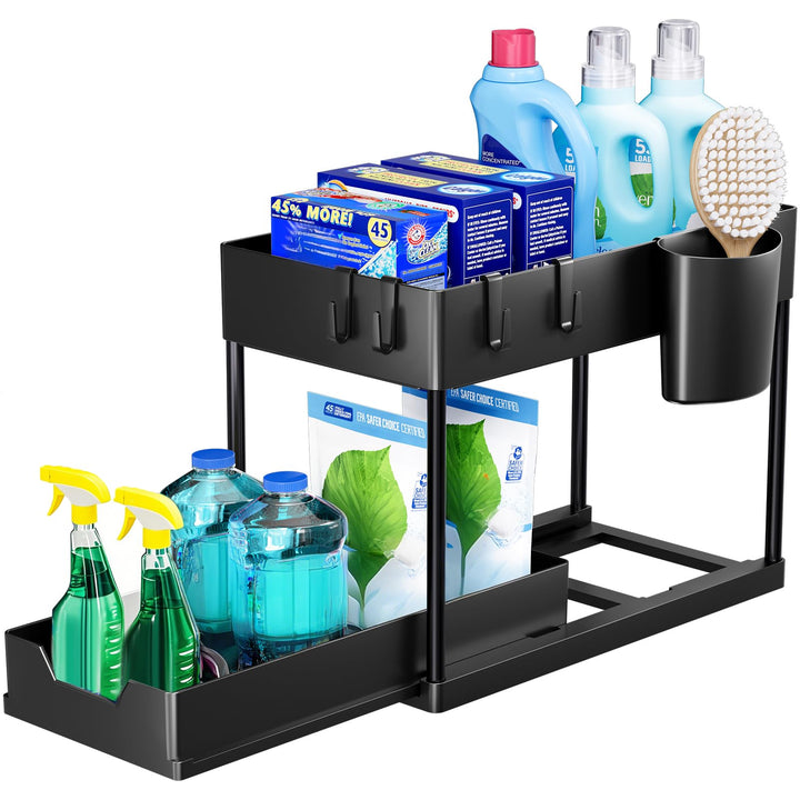 Puricon Unter Waschbecken Regal, 2 Etagen Standregal Küche Arbeitsplatte Regal Organizer, Mehrfunkti
