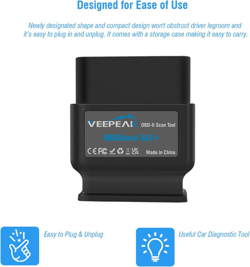 Veepeak OBDCheck BLE+ Bluetooth OBD II EOBD Diagnosegerät Adapter Stecker Auto Diagnose Scanner für
