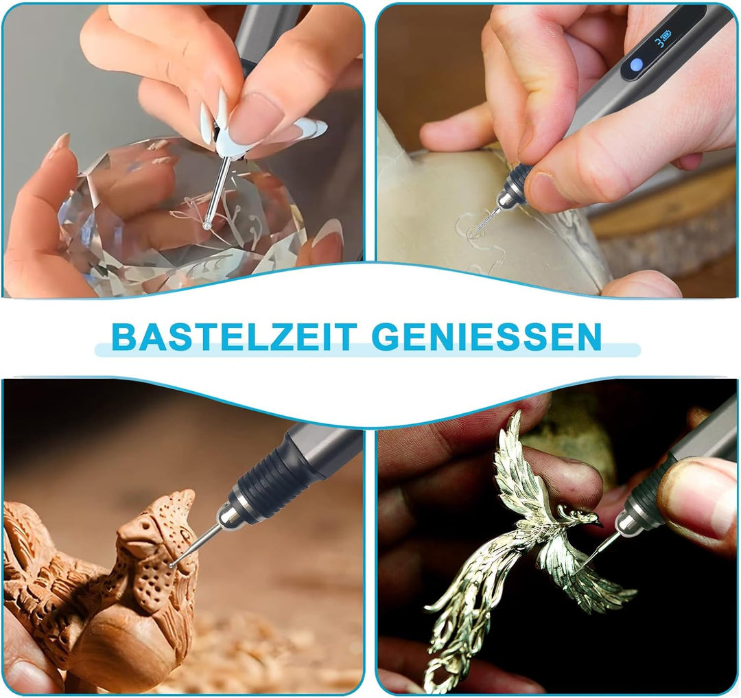 Wiederaufladierbar mit 30 Bits Gravierstift Kit Mini Graveur Gravurwerkzeug Zu 21000 U/min Tragbar G
