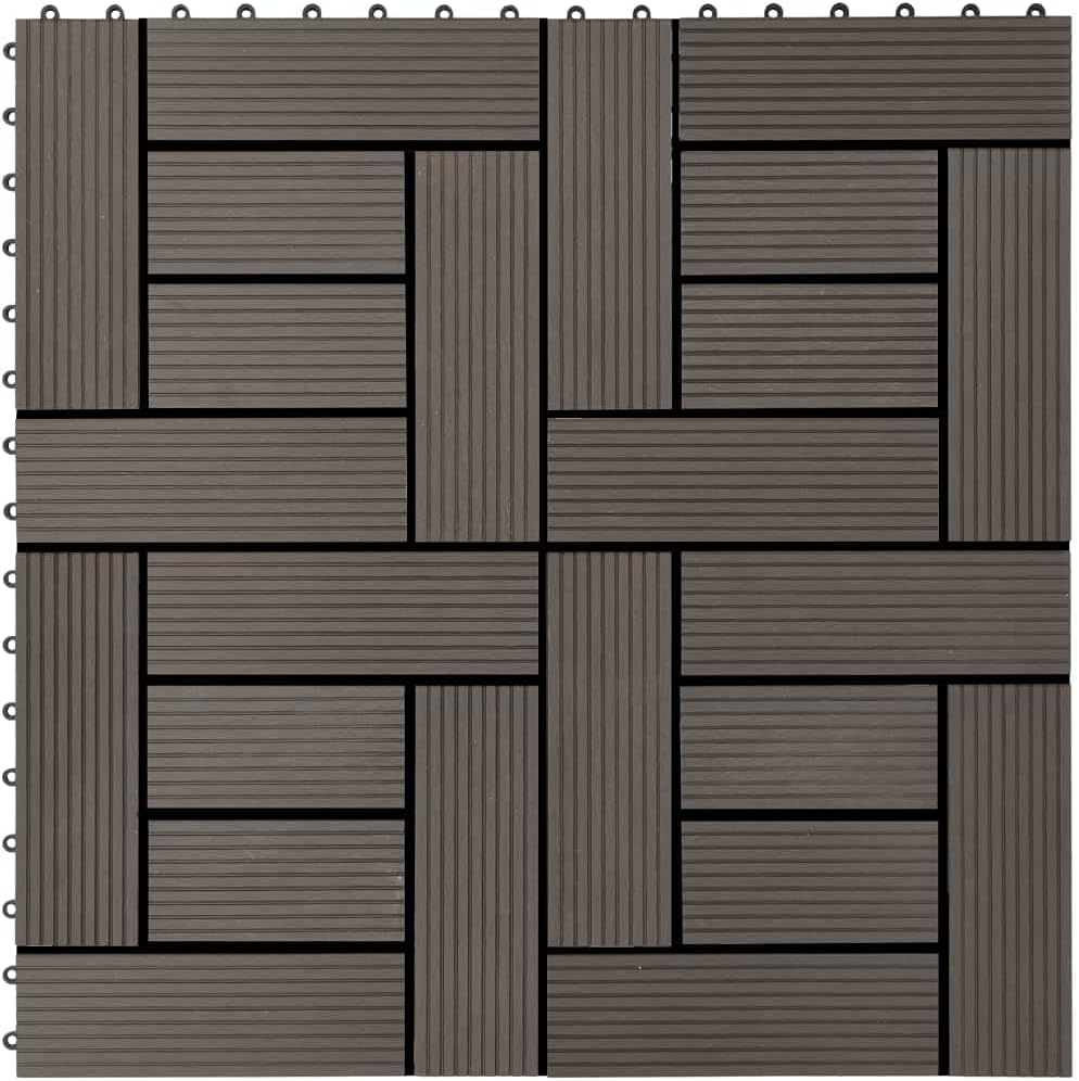 Gecheer 22 STK. Terrassenfliesen WPC Fliesen Balkon Bodenbelag Gartenfliese Balkonfliese Klickfliese