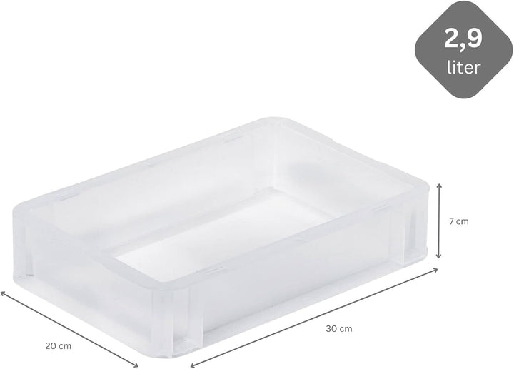 PROREGAL SuperSparSet 5x Transparenter Eurobehälter BasicLine mit geschlossenem Griff | HxBxT 7x20x3
