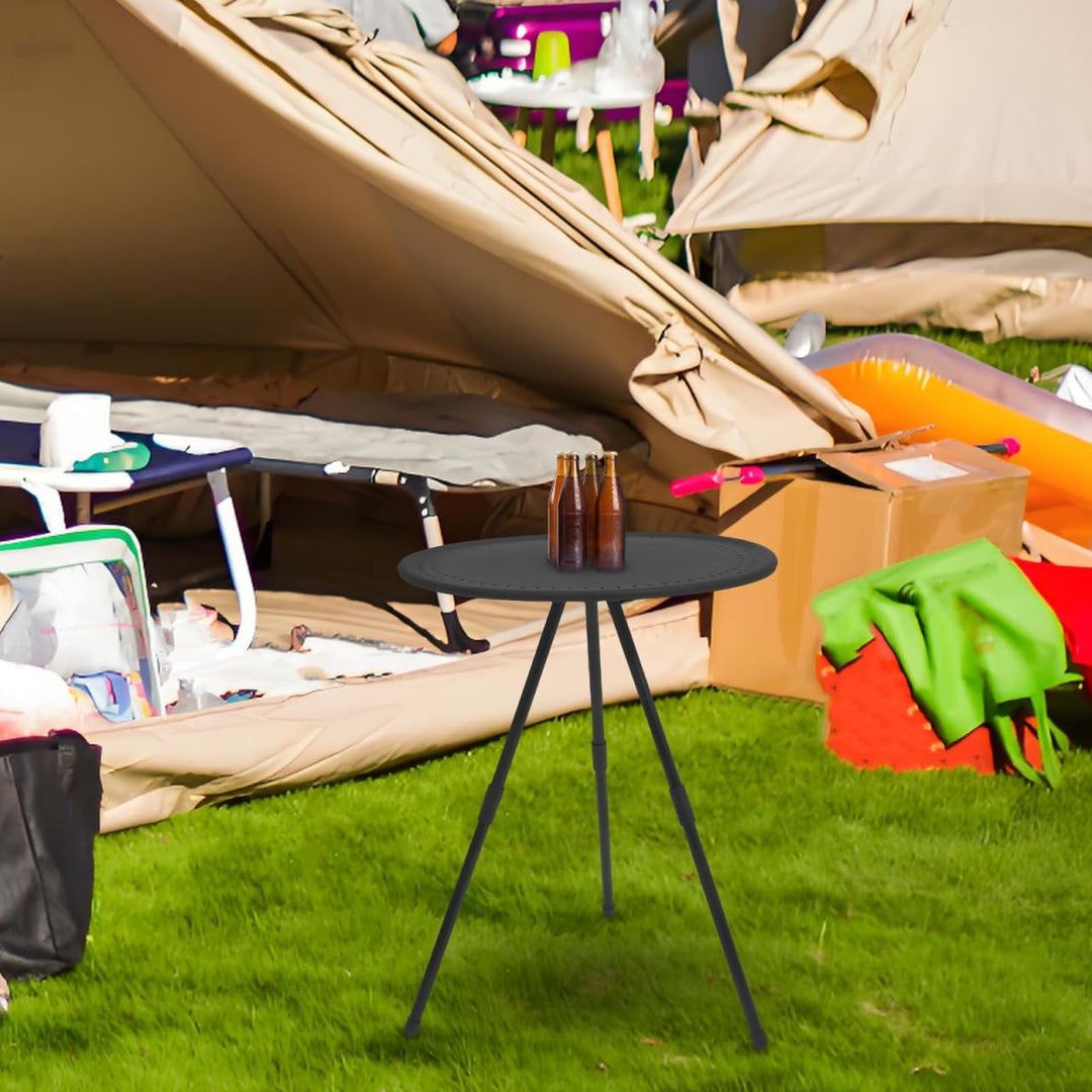 BESPORTBLE Klappbarer Campingtisch Rund Tragbar Höhenverstellbar Stabil Leicht Für Outdoor Picknick