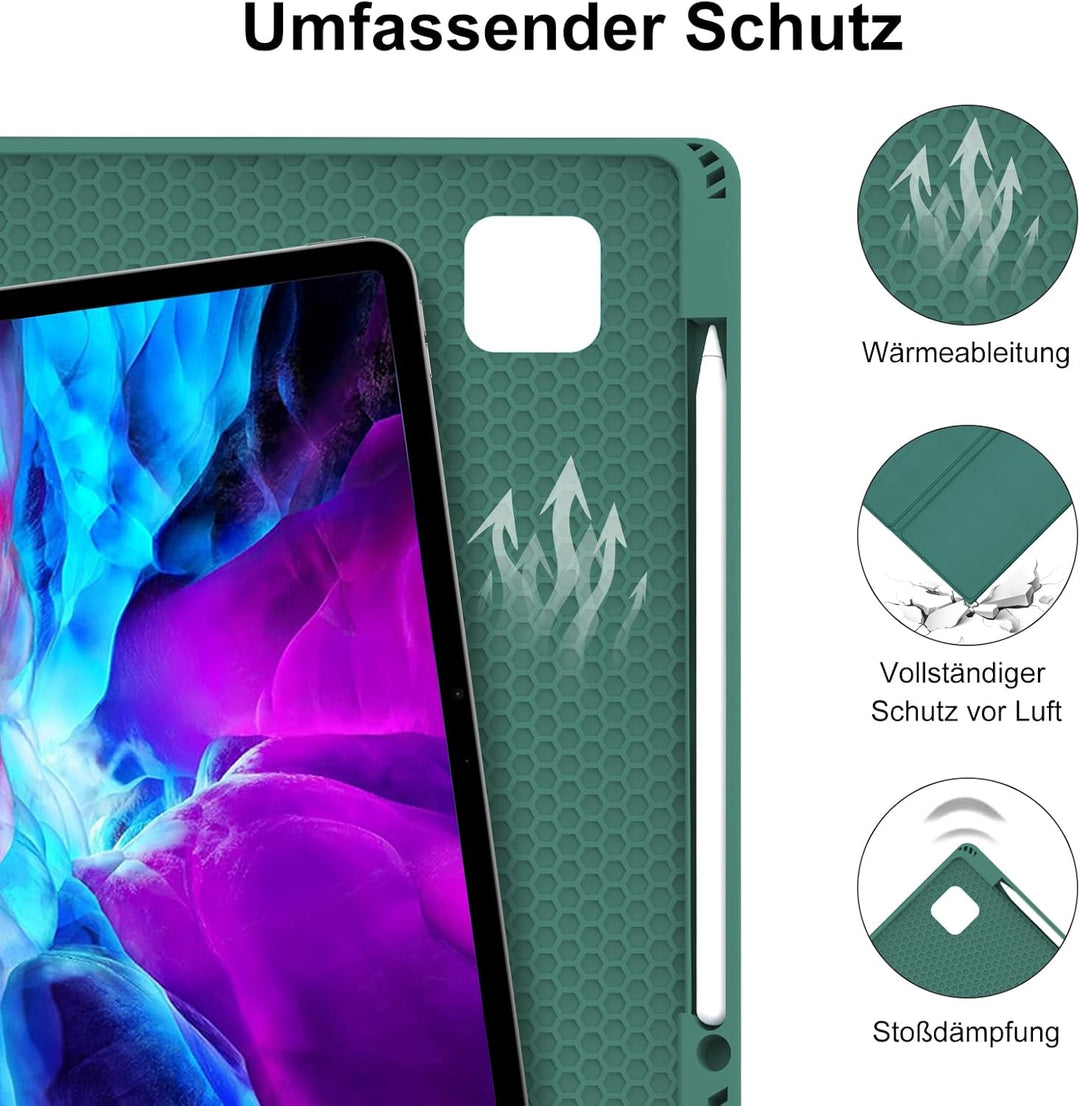 Hülle mit Tastatur für iPad Pro 12.9 Zoll 6ª 2022 /5ª 2021/4ª 2020/3ª Gen 2018, QWERTZ Deutsches Mag