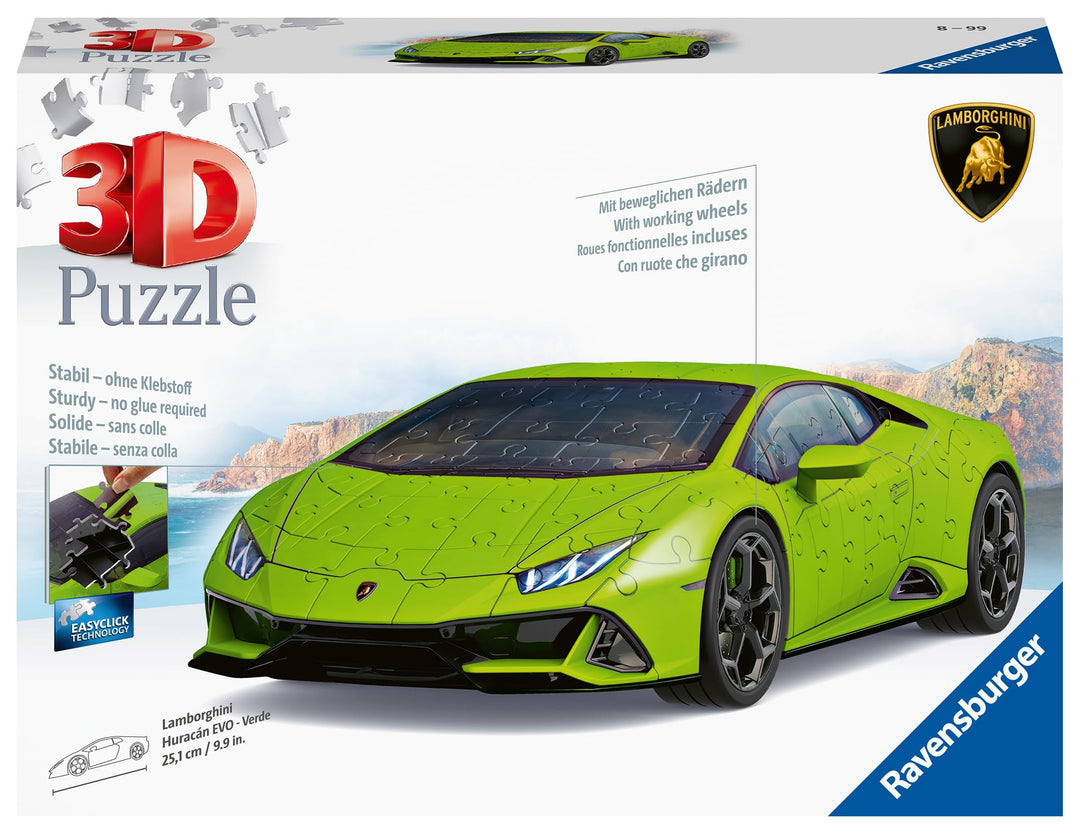 Ravensburger 3D Puzzle 11299 Lamborghini Huracán EVO - Verde - 108 Teile - Das berühmte Fahrzeug als