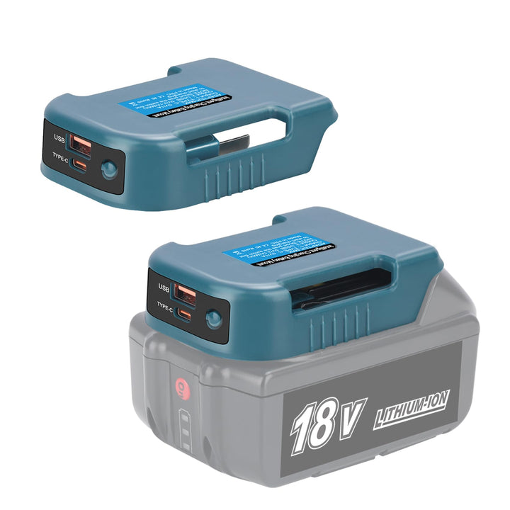 2 Pack Akku-Adapter, USB-Ladegerät-Adapter Kompatibel für Makita 18V Lithium Akku BL1830 BL1860 Dual