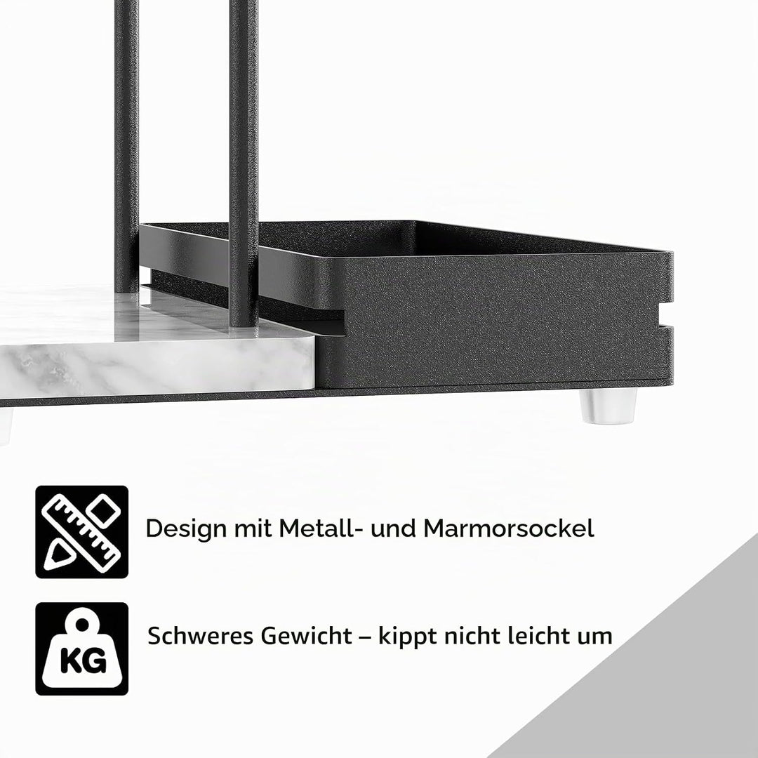 Serviettenhalter Schwarz, Serviettenhalter aus Metall & Marmor Serviettenspender mit Caddy für Tisch