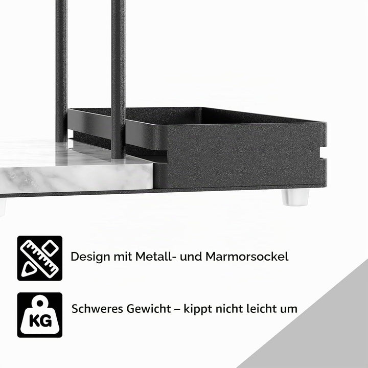 Serviettenhalter Schwarz, Serviettenhalter aus Metall & Marmor Serviettenspender mit Caddy für Tisch